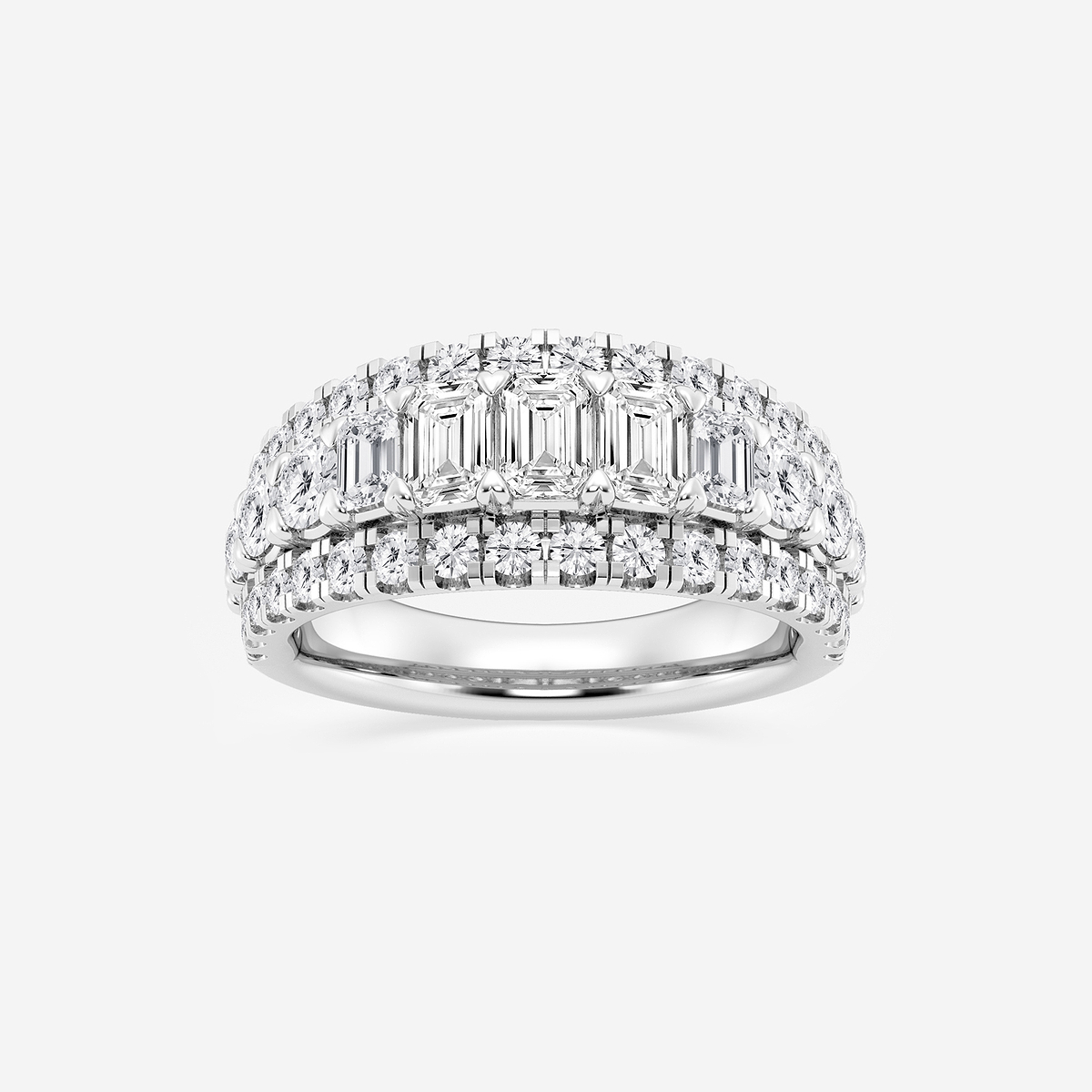2 1/2 ctw Emerald and Round Lab Grown Diamond Band