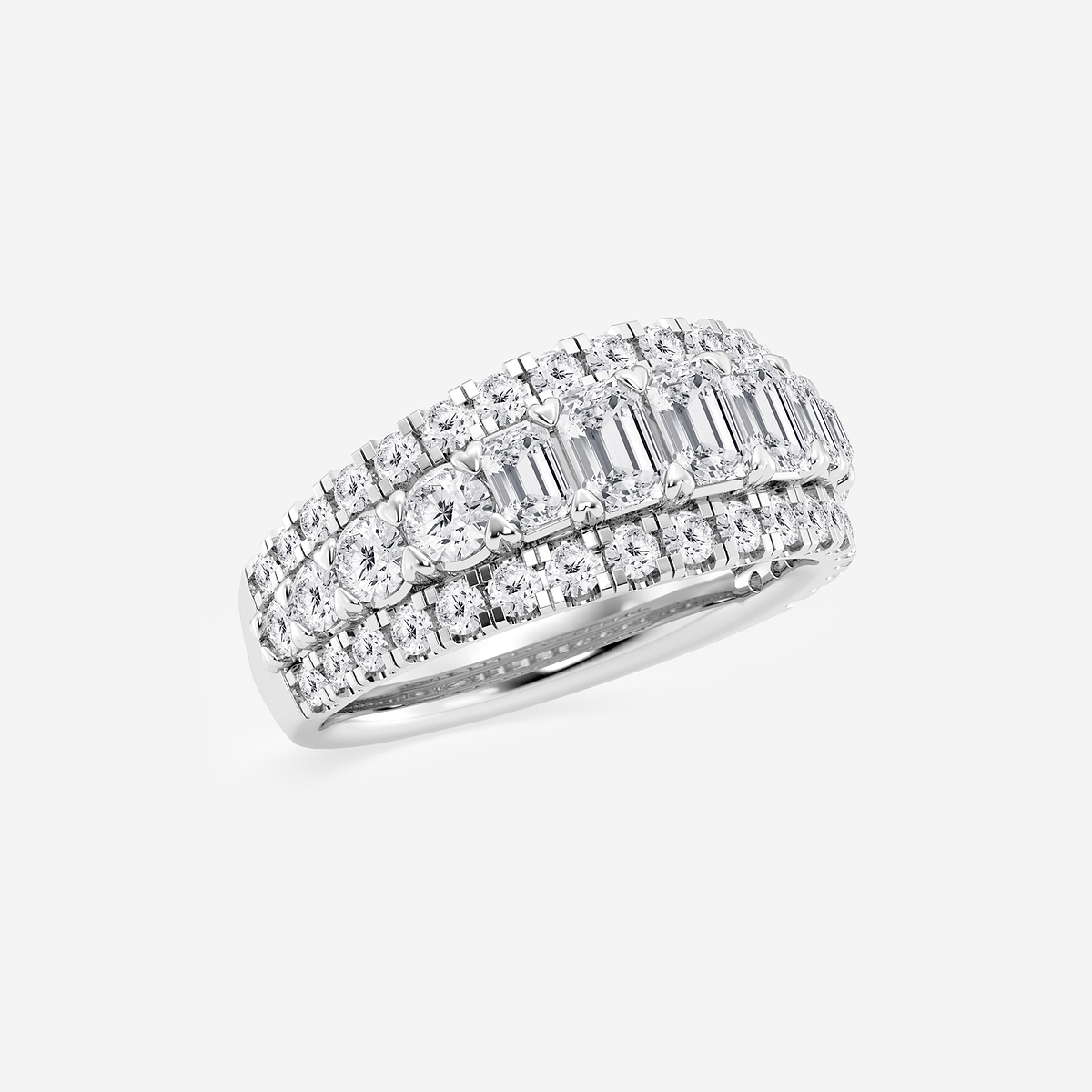 Additional Image 1 for  2 1/2 ctw Emerald and Round Lab Grown Diamond Band