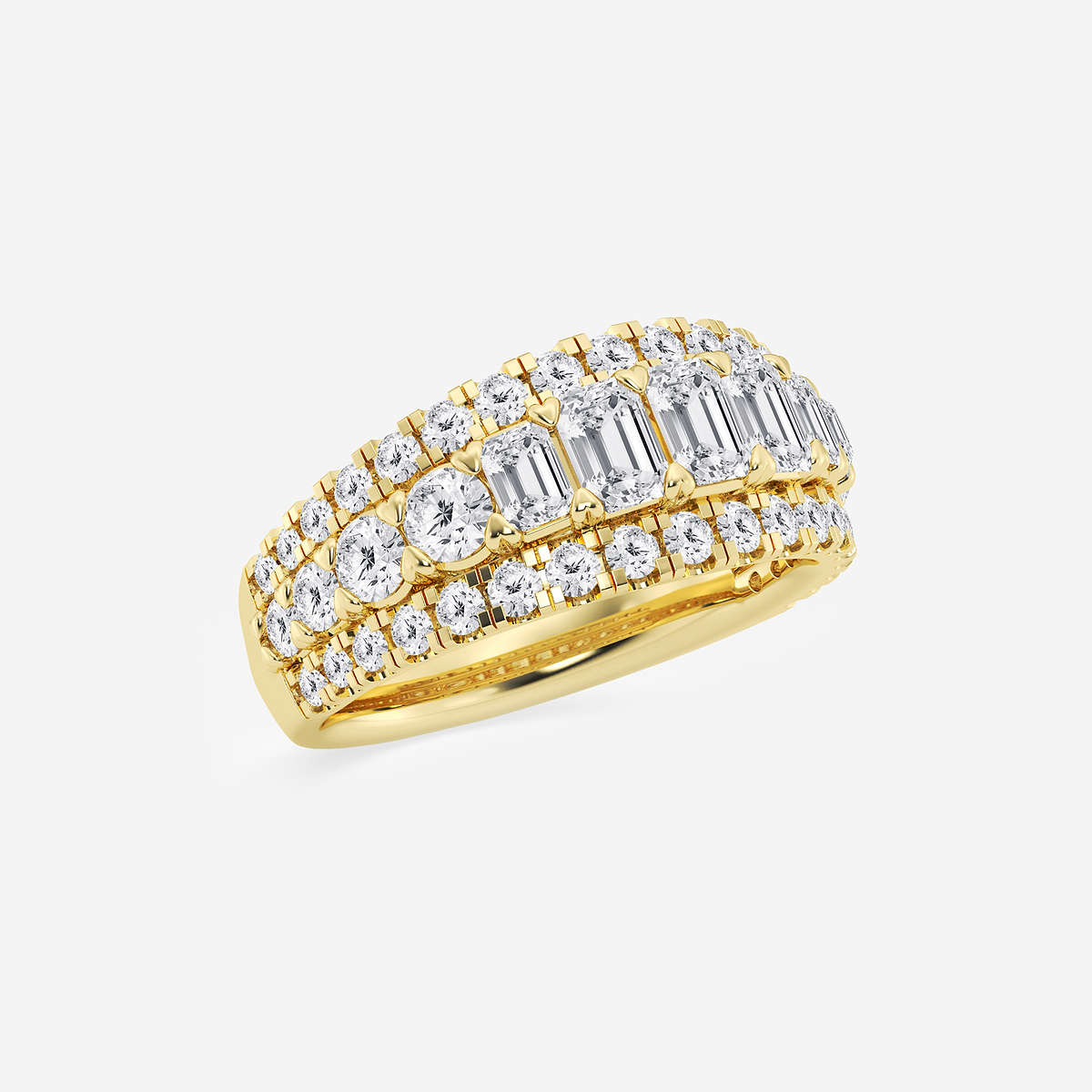 Additional Image 1 for  2 1/2 ctw Emerald and Round Lab Grown Diamond Band