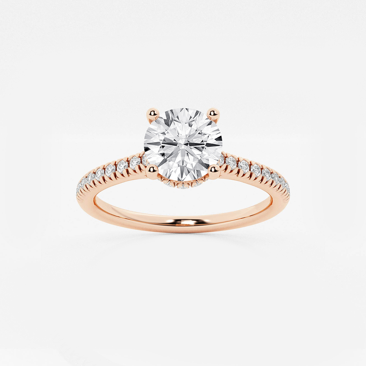 1 1/3 ctw Round Lab Grown Diamond Hidden Halo Engagement Ring