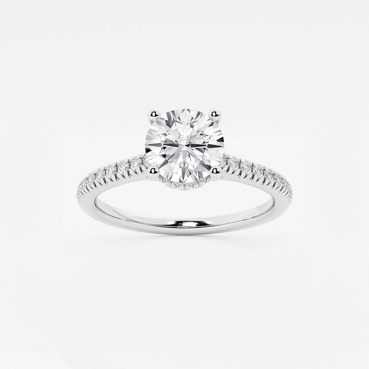 1 1/3 ctw Round Lab Grown Diamond Hidden Halo Engagement Ring