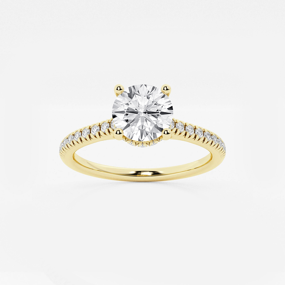 1 1/3 ctw Round Lab Grown Diamond Hidden Halo Engagement Ring