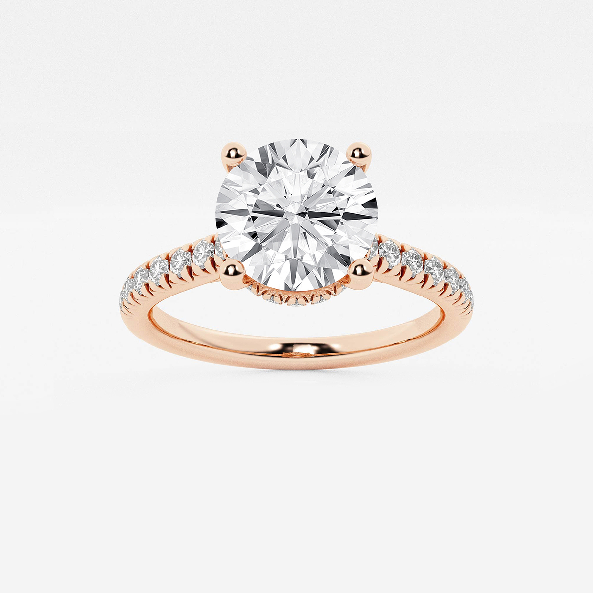 2 1/2 ctw Round Lab Grown Diamond Hidden Halo Engagement Ring