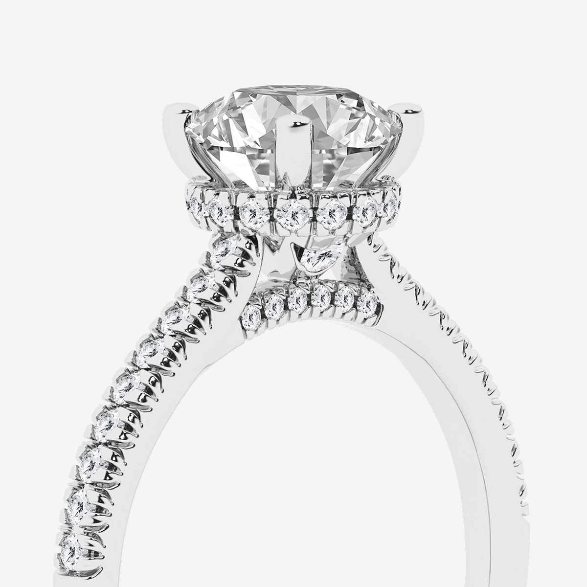 Additional Image 2 for  2 1/2 ctw Round Lab Grown Diamond Hidden Halo Engagement Ring
