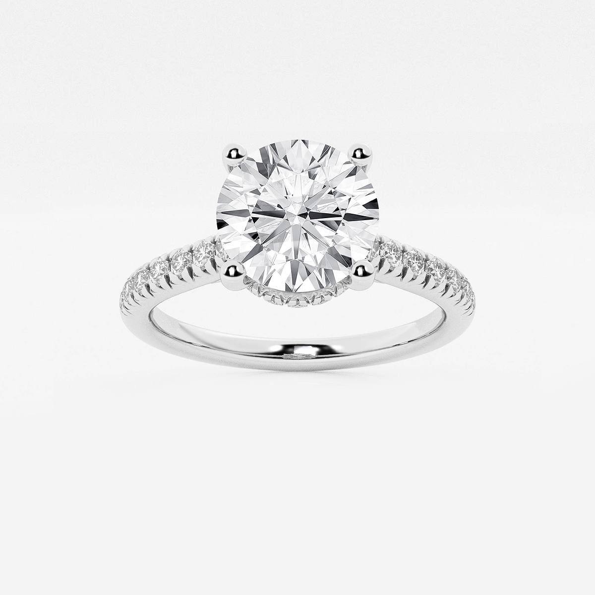 2 1/2 ctw Round Lab Grown Diamond Hidden Halo Engagement Ring