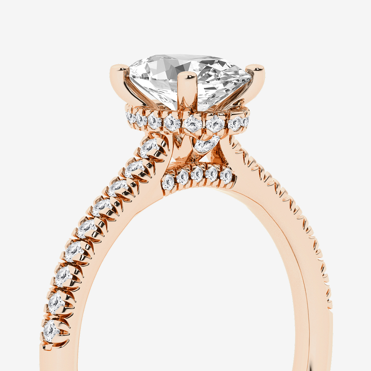 Additional Image 2 for  1 1/3 ctw Oval Lab Grown Diamond Hidden Halo Engagement Ring