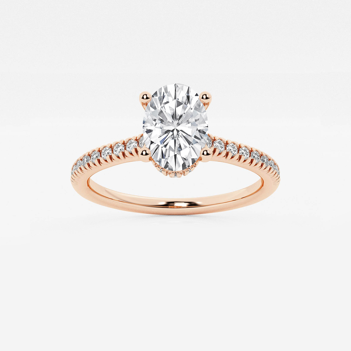 1 1/3 ctw Oval Lab Grown Diamond Hidden Halo Engagement Ring