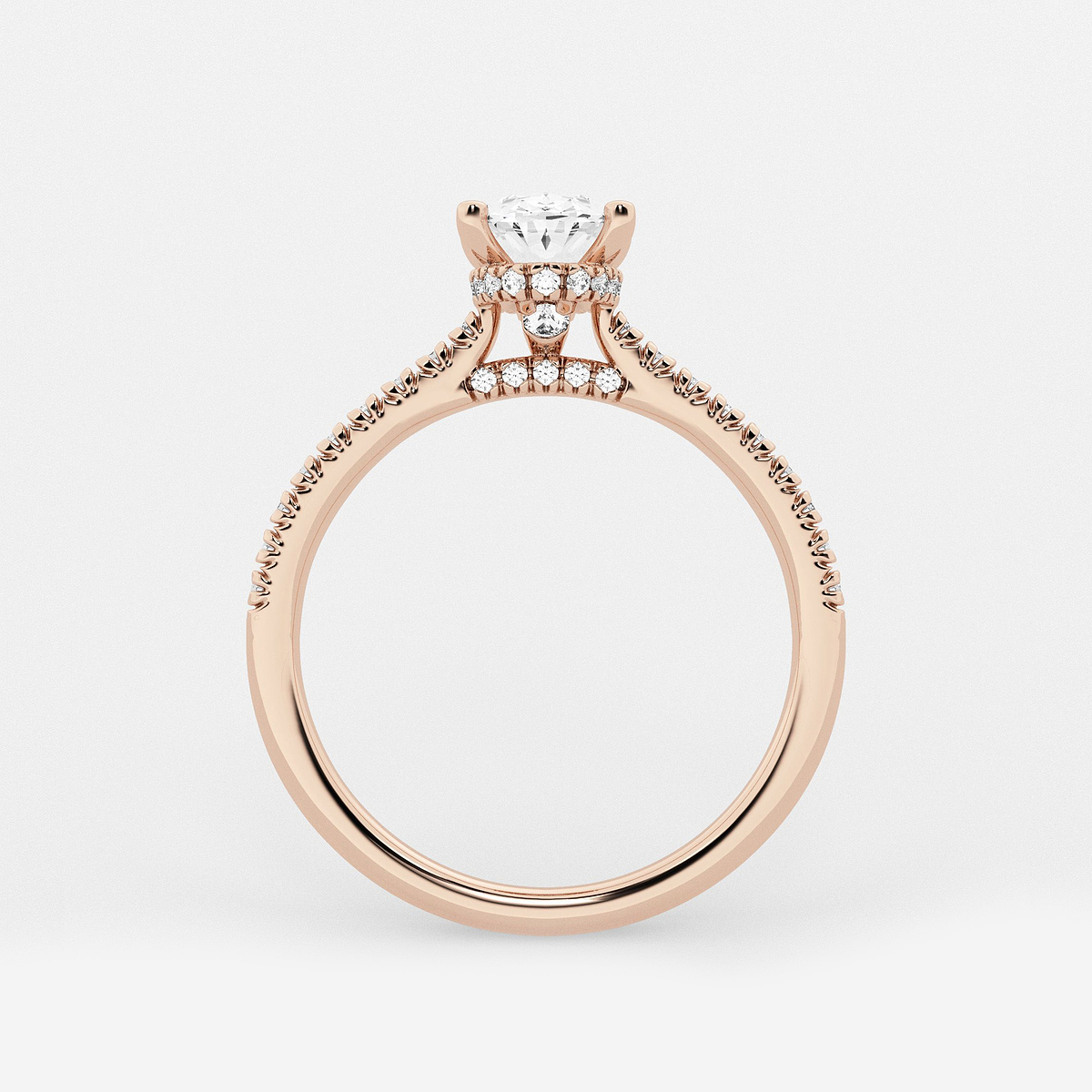 Additional Image 1 for  1 1/3 ctw Oval Lab Grown Diamond Hidden Halo Engagement Ring