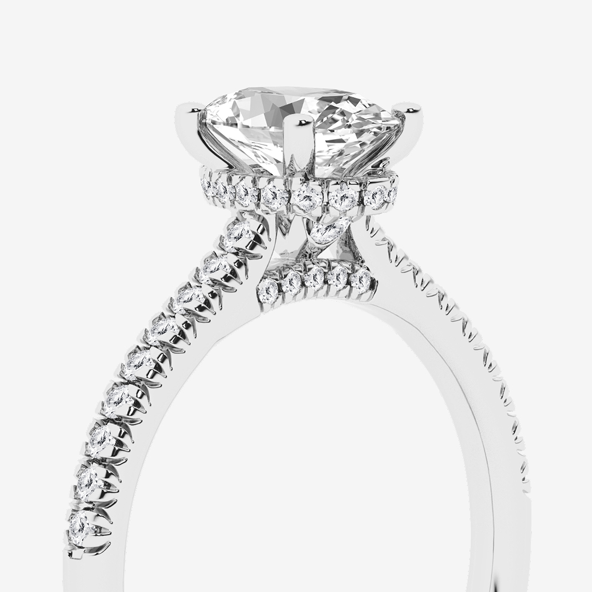 Additional Image 2 for  1 1/3 ctw Oval Lab Grown Diamond Hidden Halo Engagement Ring