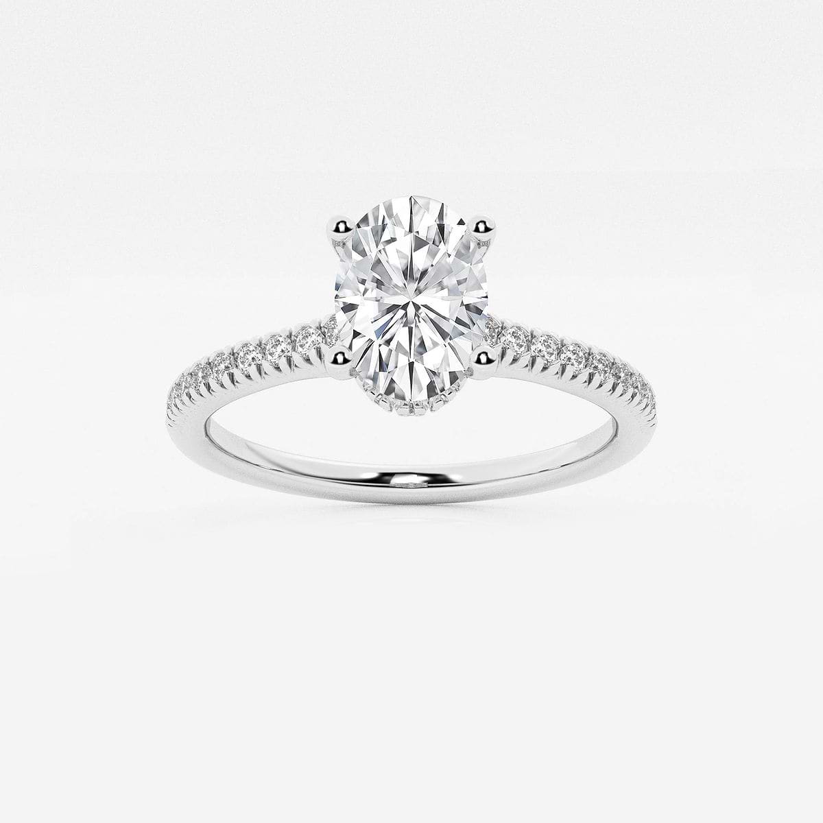 1 1/3 ctw Oval Lab Grown Diamond Hidden Halo Engagement Ring