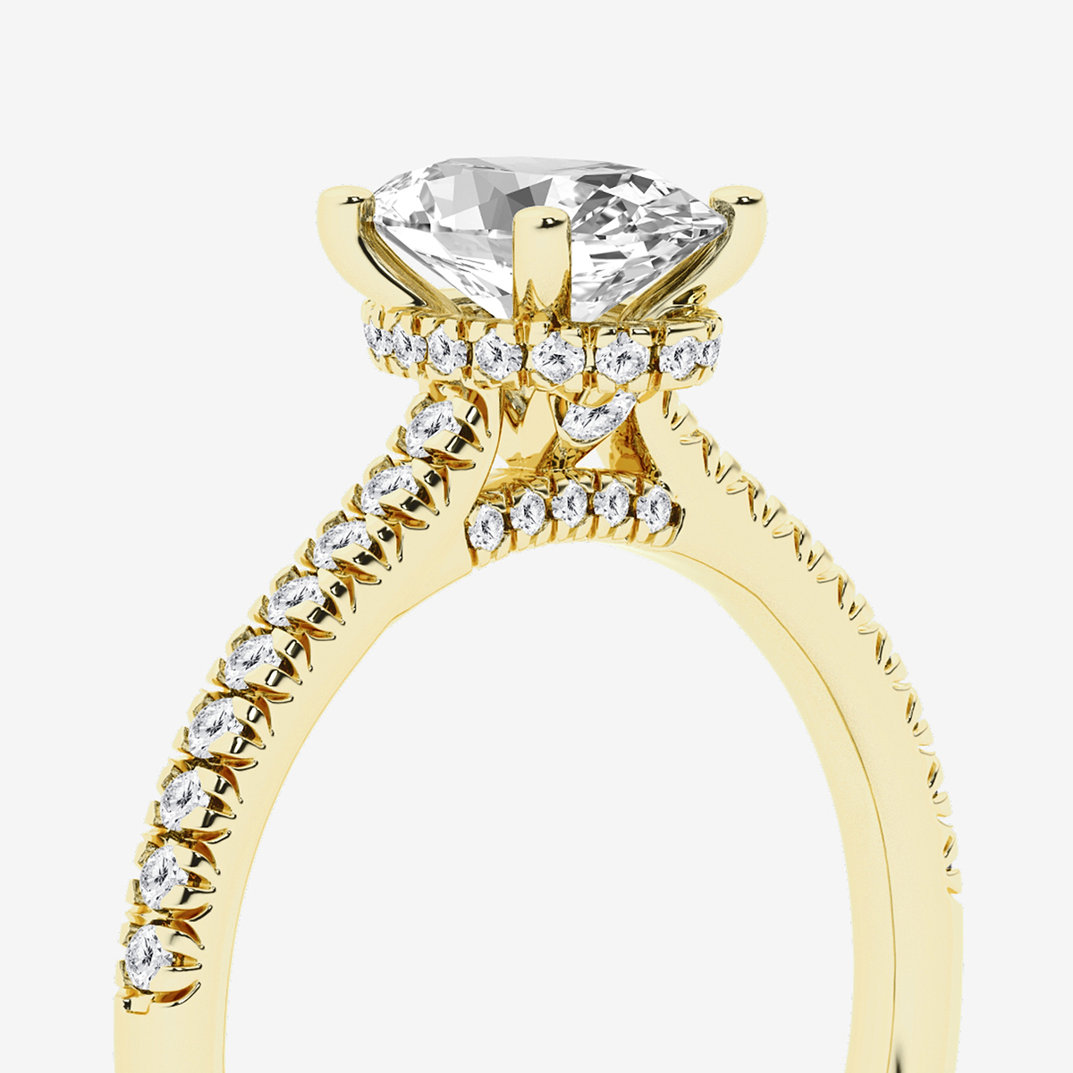 Additional Image 2 for  1 1/3 ctw Oval Lab Grown Diamond Hidden Halo Engagement Ring