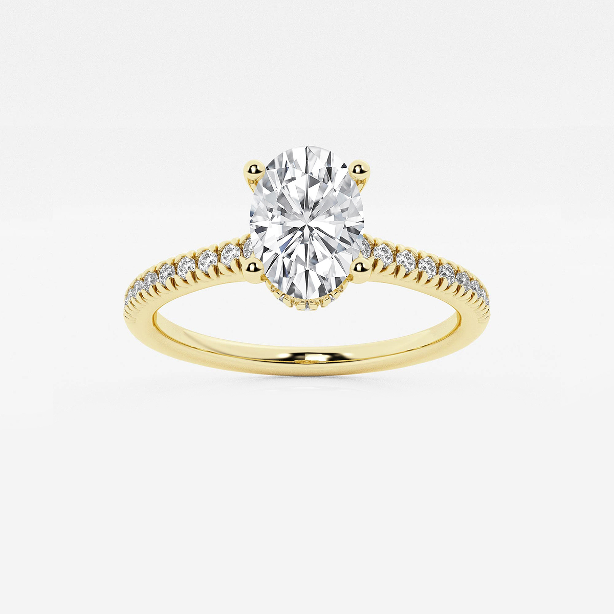 1 1/3 ctw Oval Lab Grown Diamond Hidden Halo Engagement Ring