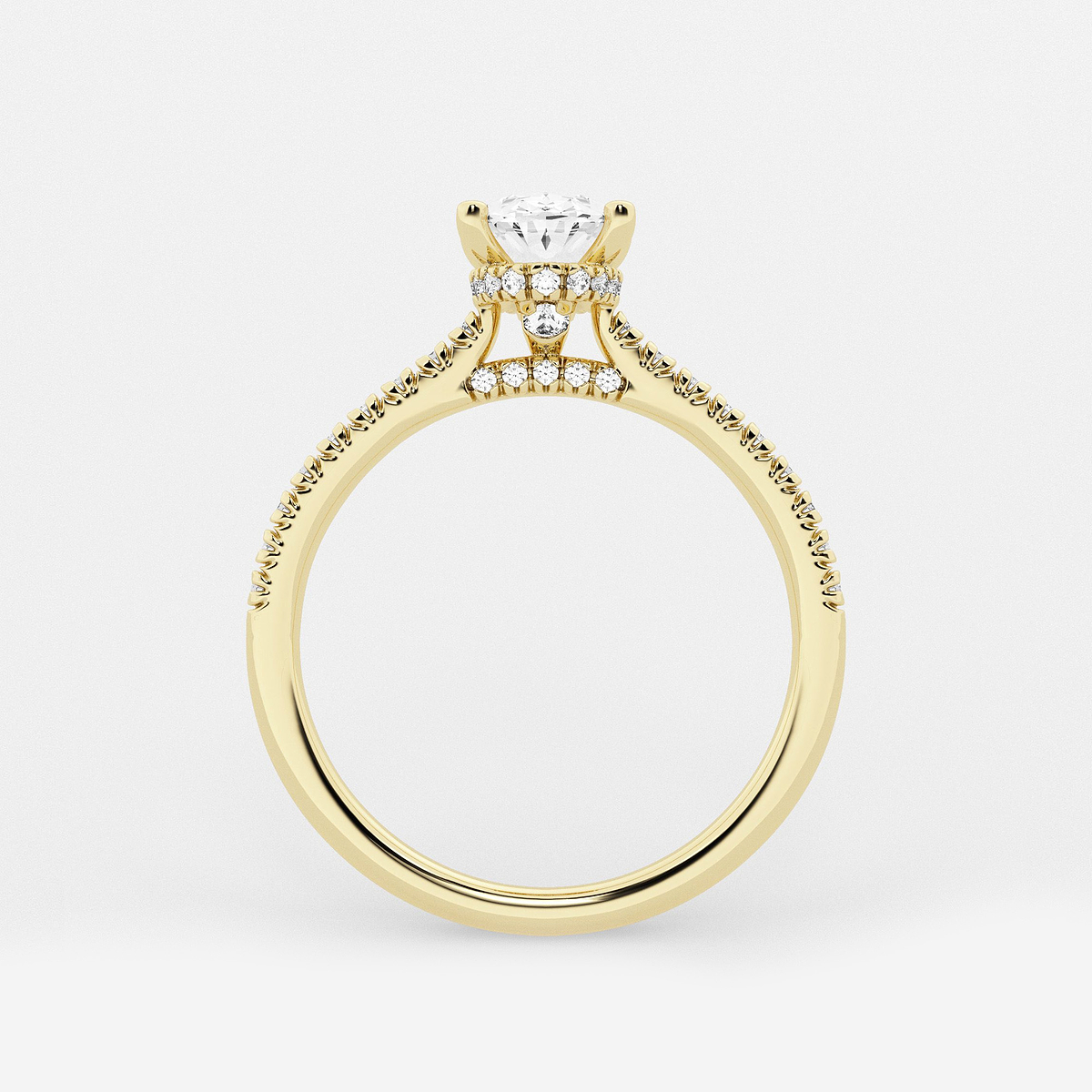 Additional Image 1 for  1 1/3 ctw Oval Lab Grown Diamond Hidden Halo Engagement Ring