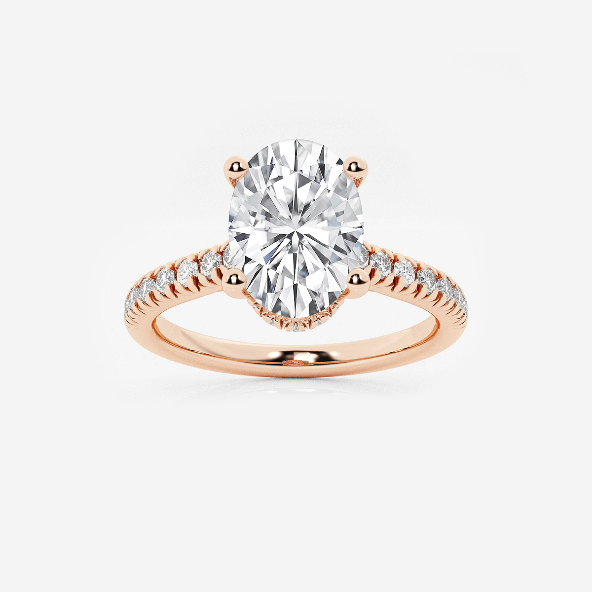 2 1/2 ctw Oval Lab Grown Diamond Hidden Halo Engagement Ring