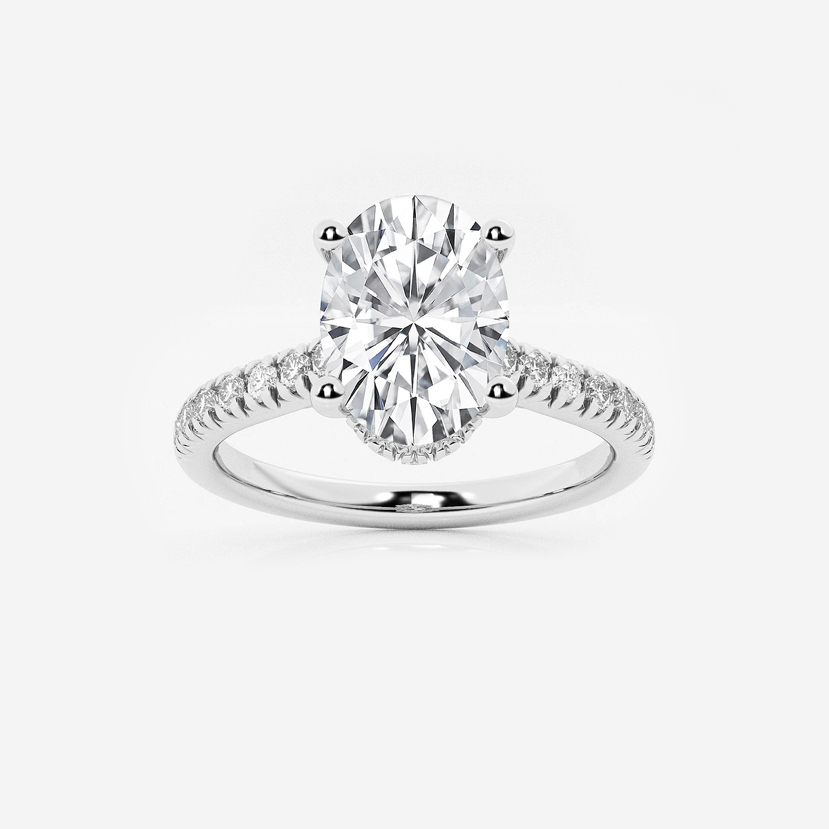 2 1/2 ctw Oval Lab Grown Diamond Hidden Halo Engagement Ring