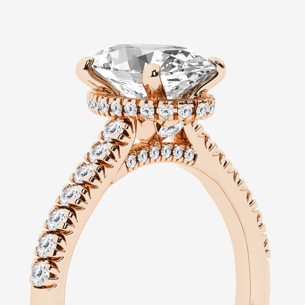 Additional Image 2 for  2 1/2 ctw Oval Lab Grown Diamond Hidden Halo Engagement Ring