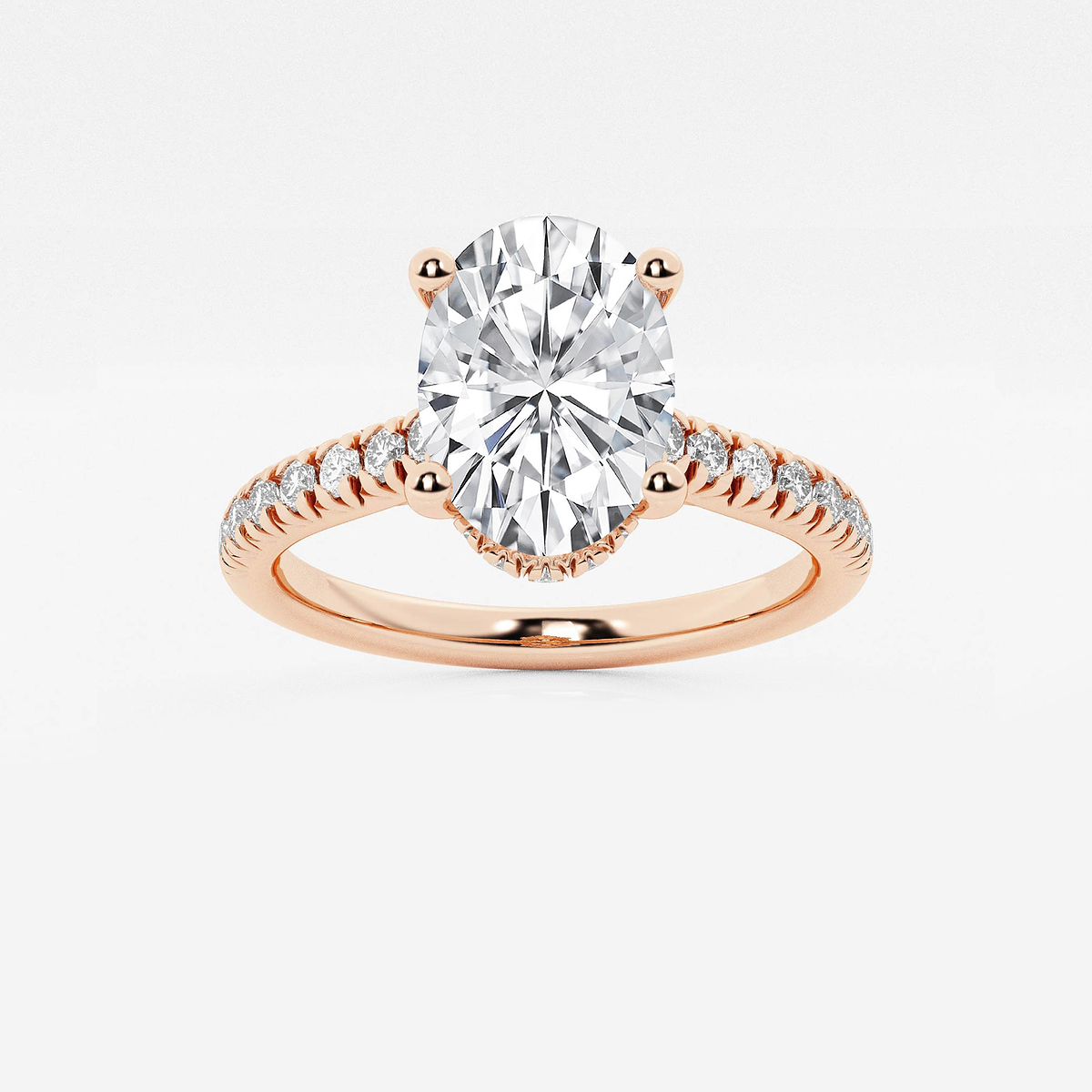 8 2/3 ctw Oval Lab Grown Diamond Hidden Halo Engagement Ring