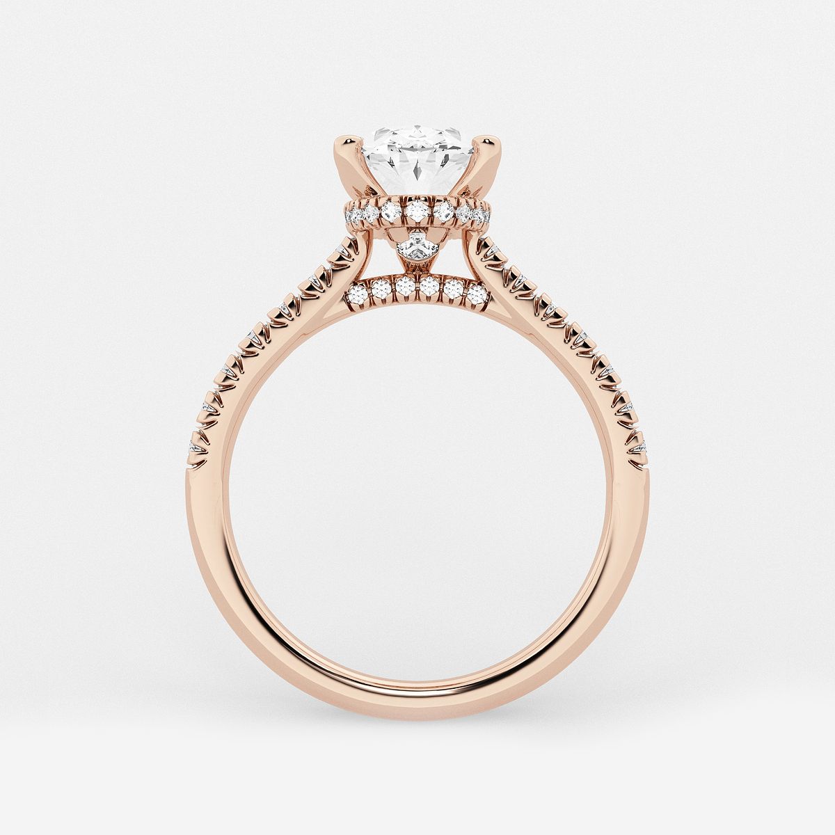 Additional Image 1 for  8 2/3 ctw Oval Lab Grown Diamond Hidden Halo Engagement Ring