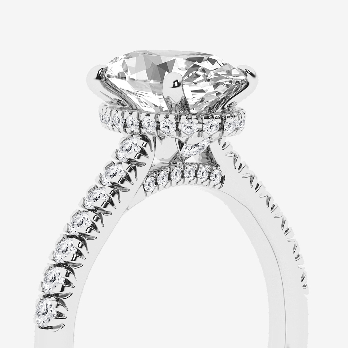 Additional Image 2 for  2 1/2 ctw Oval Lab Grown Diamond Hidden Halo Engagement Ring