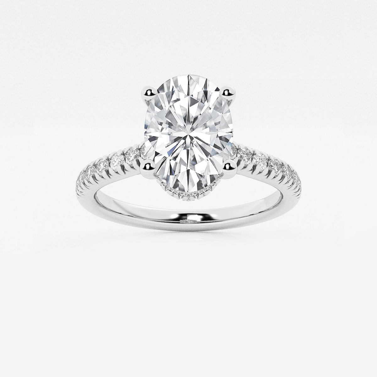 8 2/3 ctw Oval Lab Grown Diamond Hidden Halo Engagement Ring