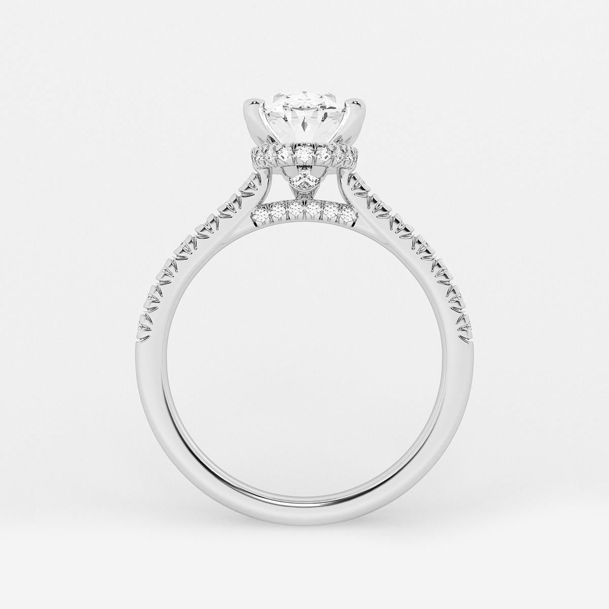 Additional Image 1 for  8 2/3 ctw Oval Lab Grown Diamond Hidden Halo Engagement Ring