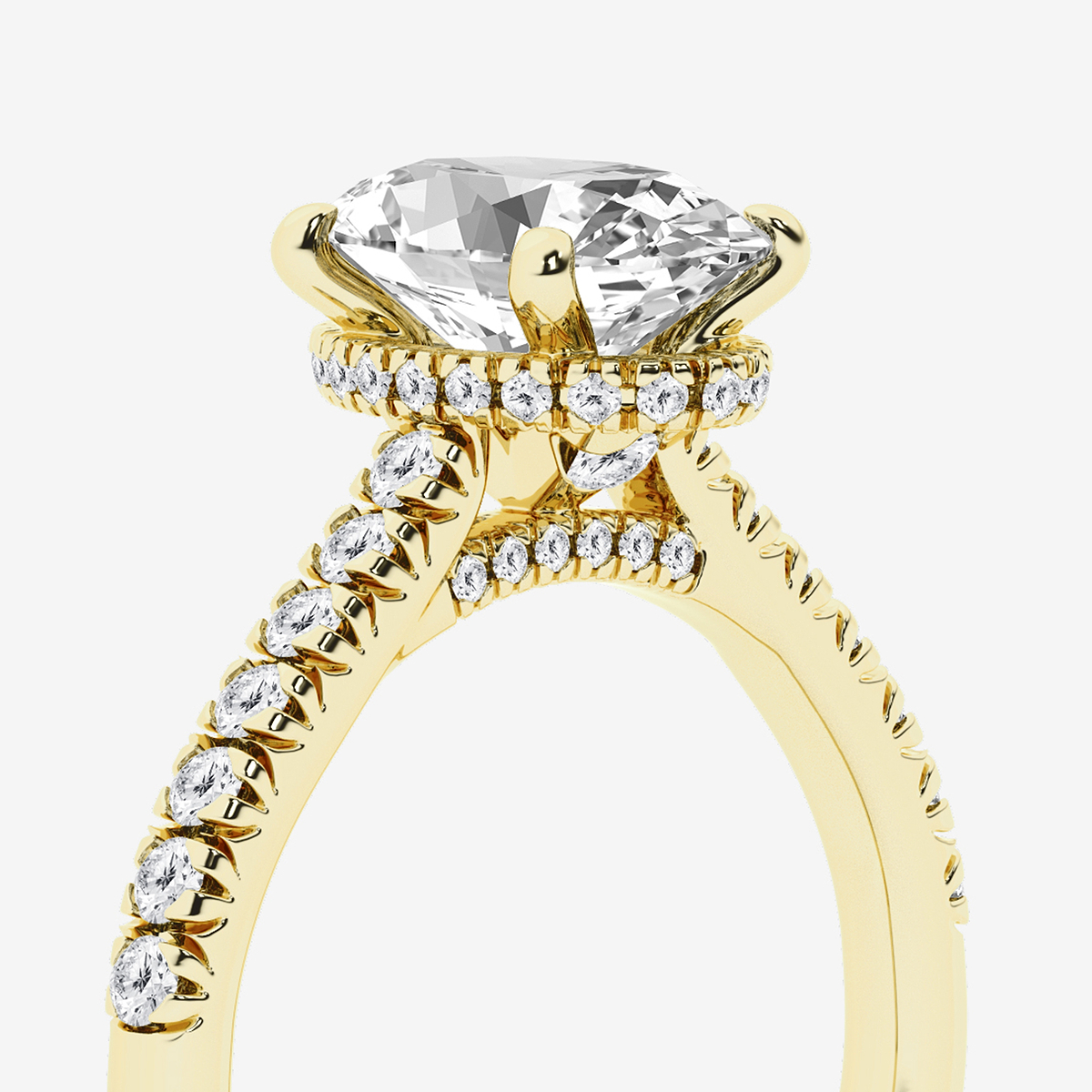Additional Image 2 for  2 1/2 ctw Oval Lab Grown Diamond Hidden Halo Engagement Ring
