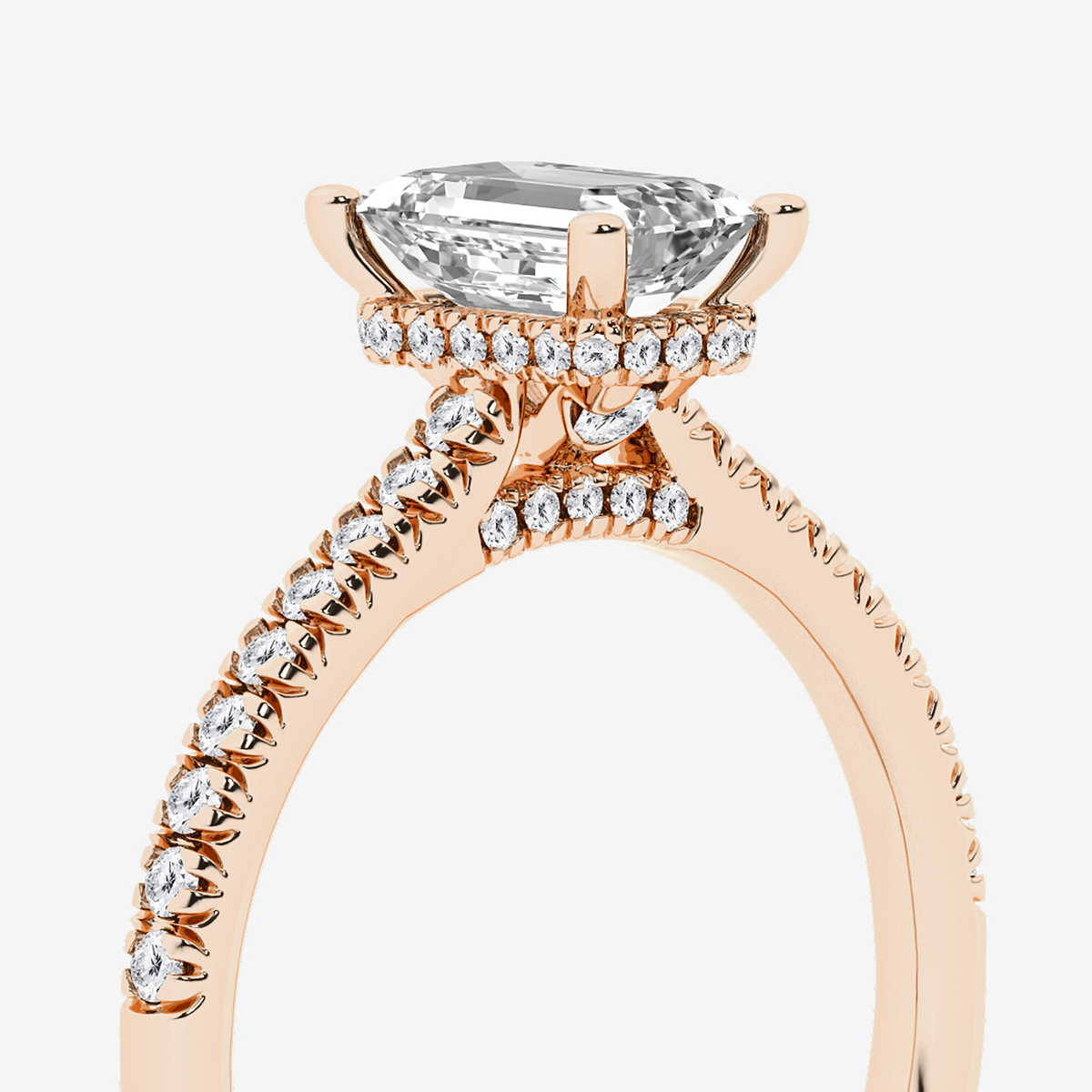 Additional Image 2 for  1 1/3 ctw Emerald Lab Grown Diamond Hidden Halo Engagement Ring