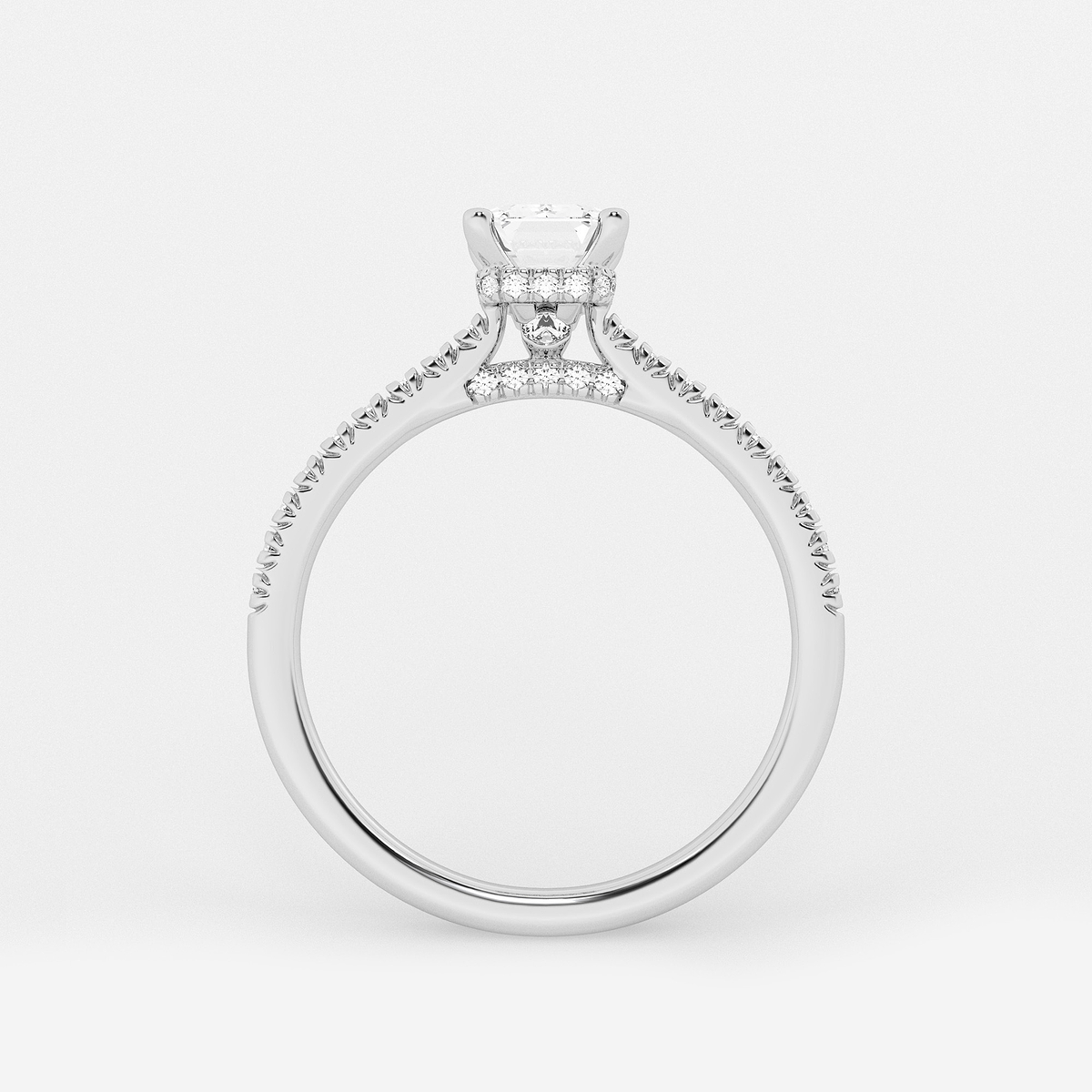 Additional Image 1 for  1 1/3 ctw Emerald Lab Grown Diamond Hidden Halo Engagement Ring