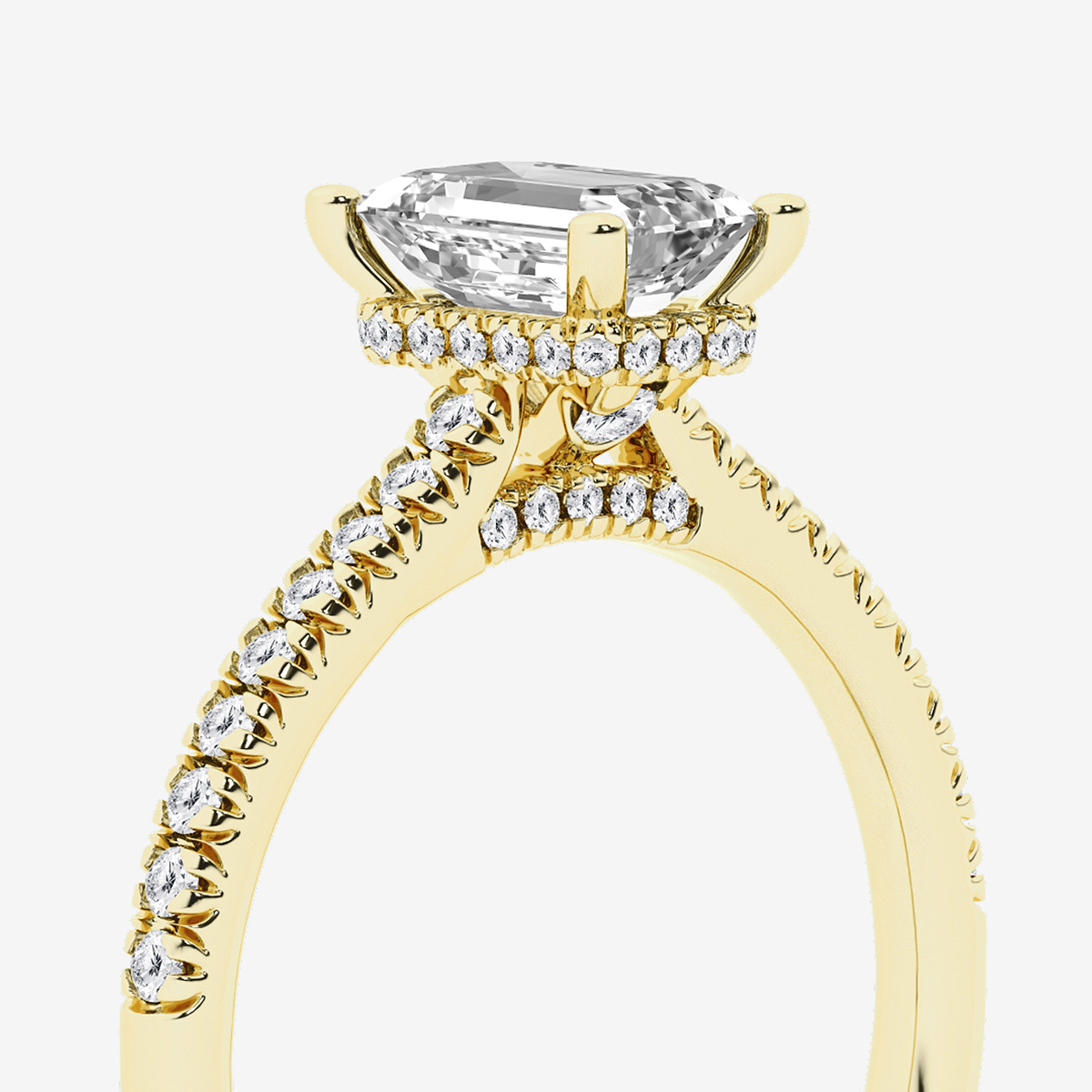 Additional Image 2 for  1 1/3 ctw Emerald Lab Grown Diamond Hidden Halo Engagement Ring