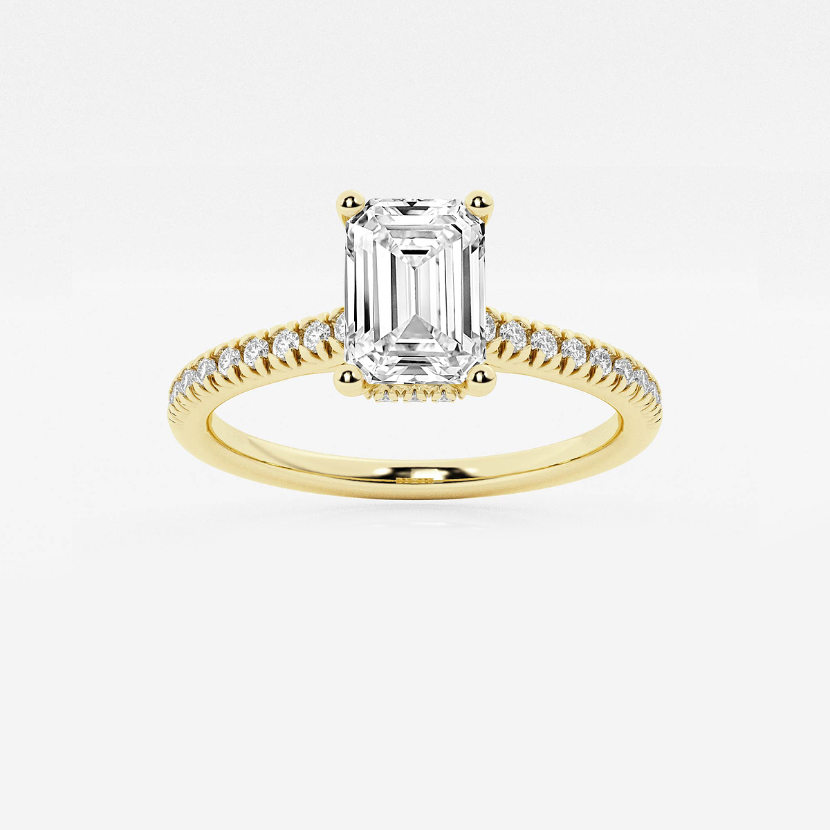 1 1/3 ctw Emerald Lab Grown Diamond Hidden Halo Engagement Ring
