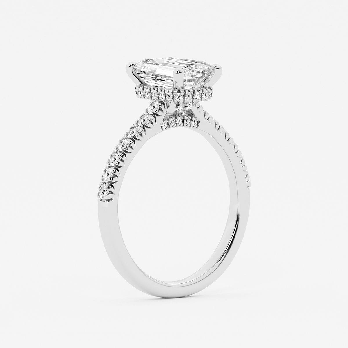 Additional Image 2 for  2 1/2 ctw Emerald Lab Grown Diamond Hidden Halo Engagement Ring
