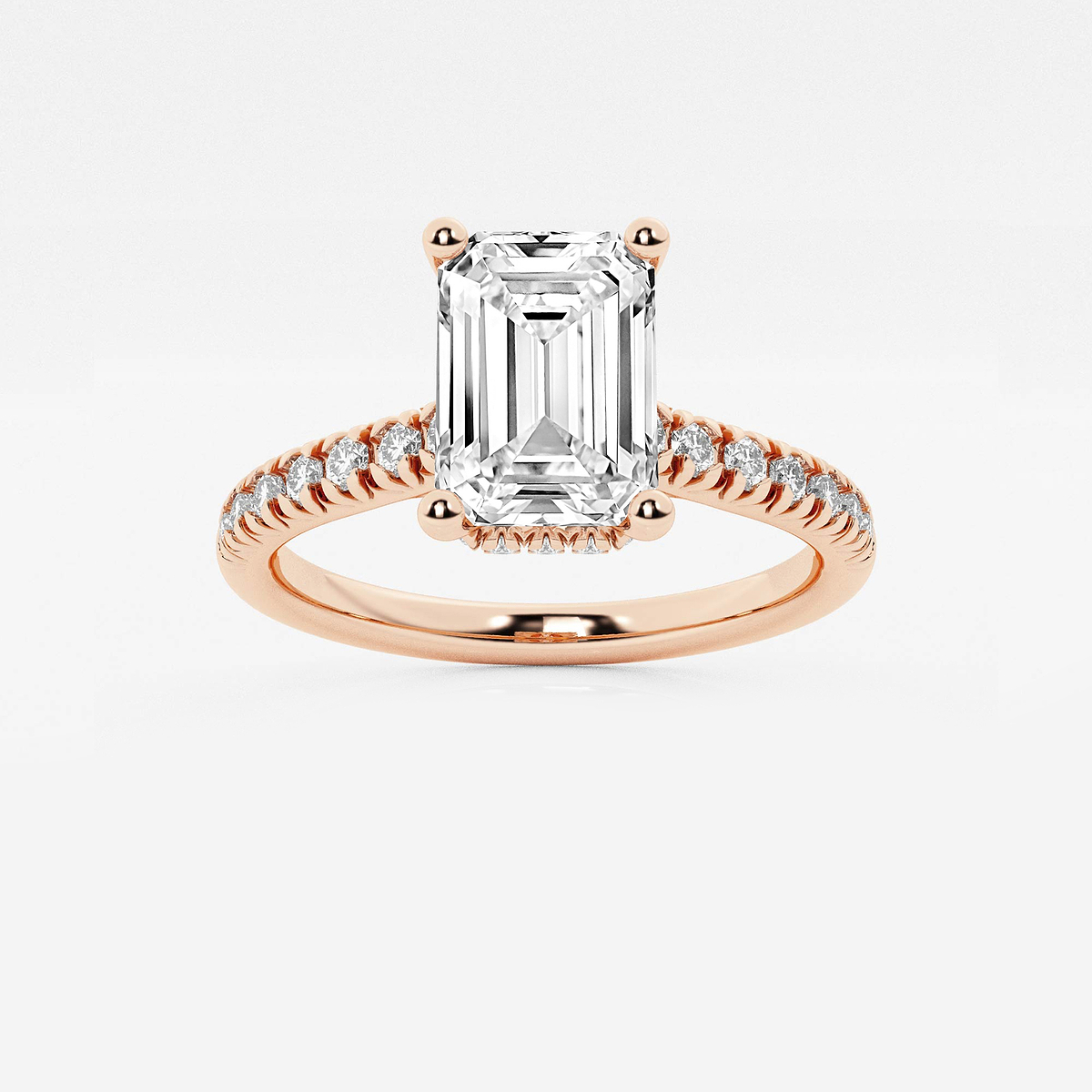 8 2/3 ctw Emerald Lab Grown Diamond Hidden Halo Engagement Ring