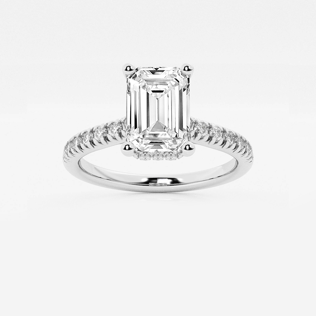 8 2/3 ctw Emerald Lab Grown Diamond Hidden Halo Engagement Ring