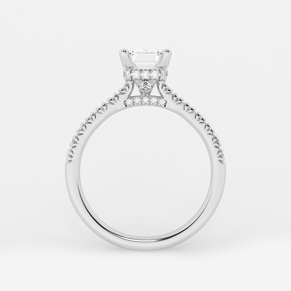 Additional Image 1 for  6 2/3 ctw Emerald Lab Grown Diamond Hidden Halo Engagement Ring