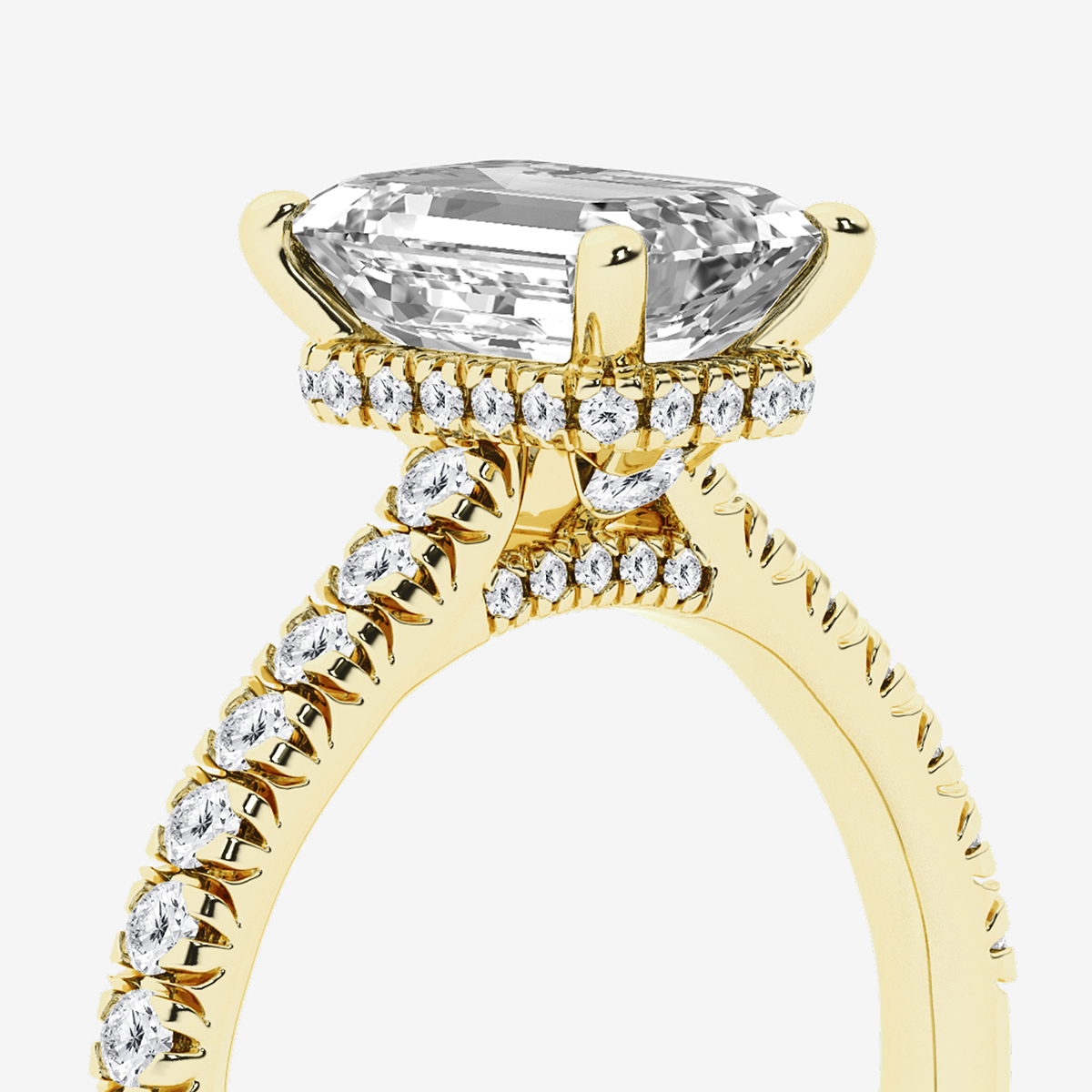Additional Image 2 for  2 1/2 ctw Emerald Lab Grown Diamond Hidden Halo Engagement Ring