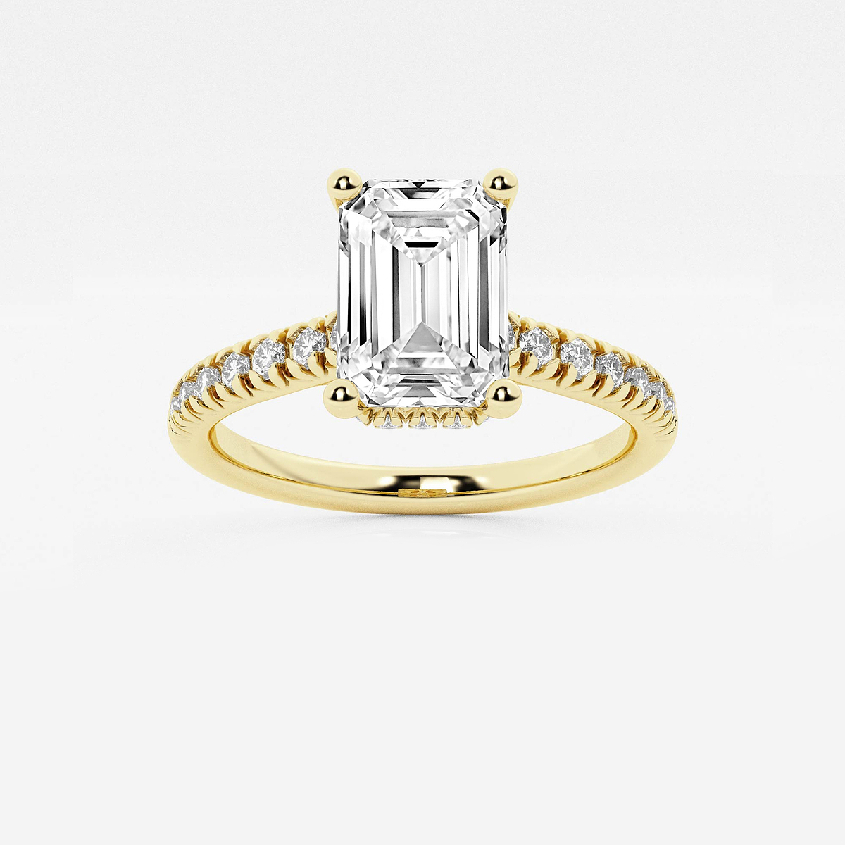 8 2/3 ctw Emerald Lab Grown Diamond Hidden Halo Engagement Ring