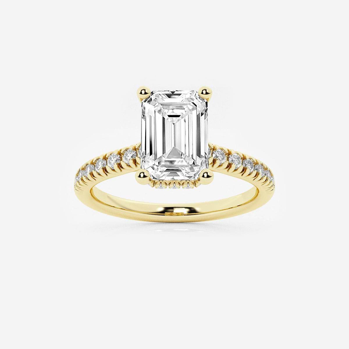 2 1/2 ctw Emerald Lab Grown Diamond Hidden Halo Engagement Ring 14K Yellow Gold, FG, VS2+