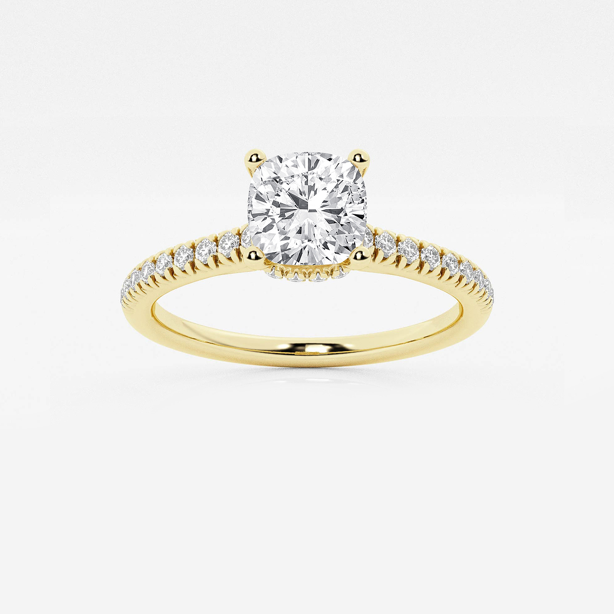 1 1/3 ctw Cushion Lab Grown Diamond Hidden Halo Engagement Ring