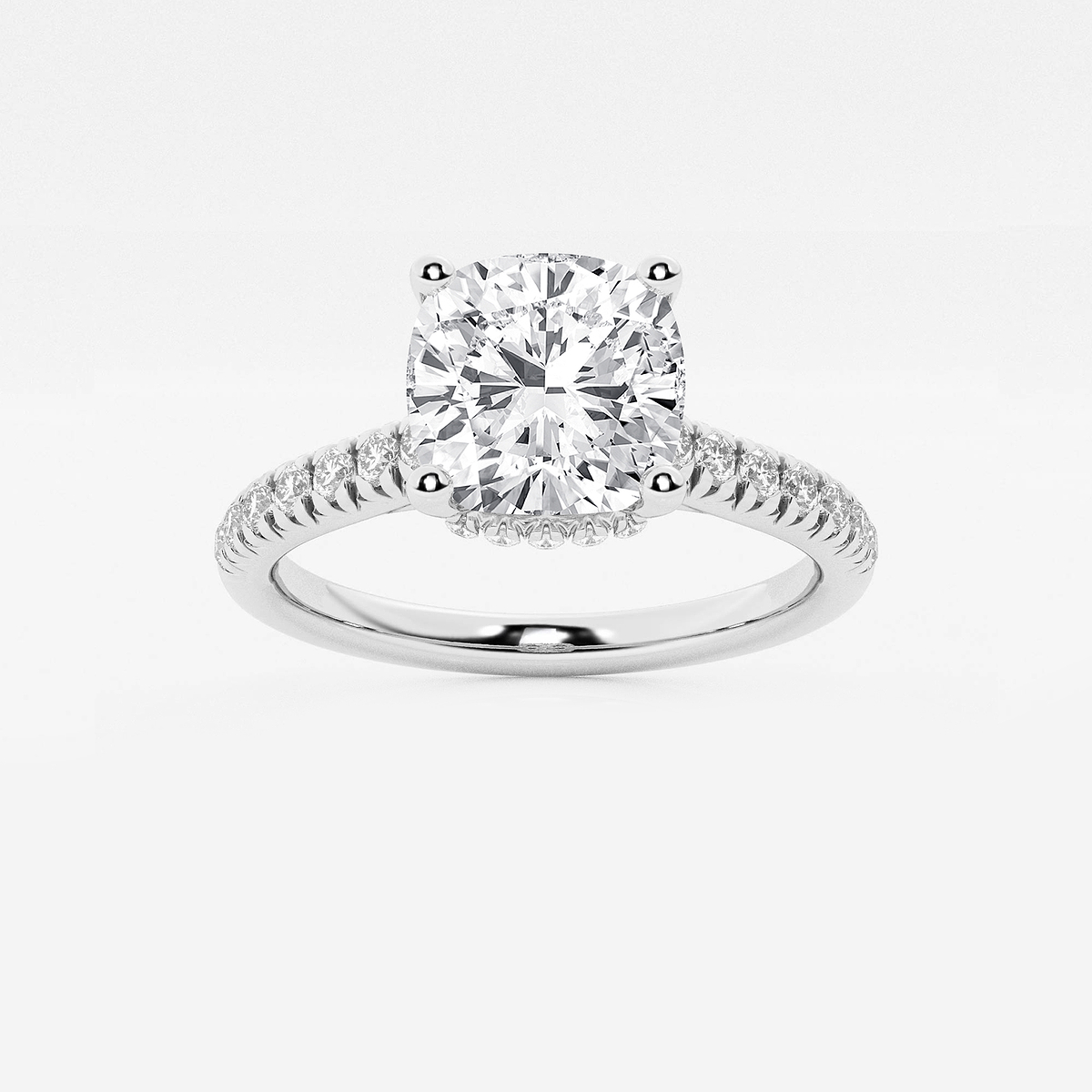 6 2/3 ctw Cushion Lab Grown Diamond Hidden Halo Engagement Ring