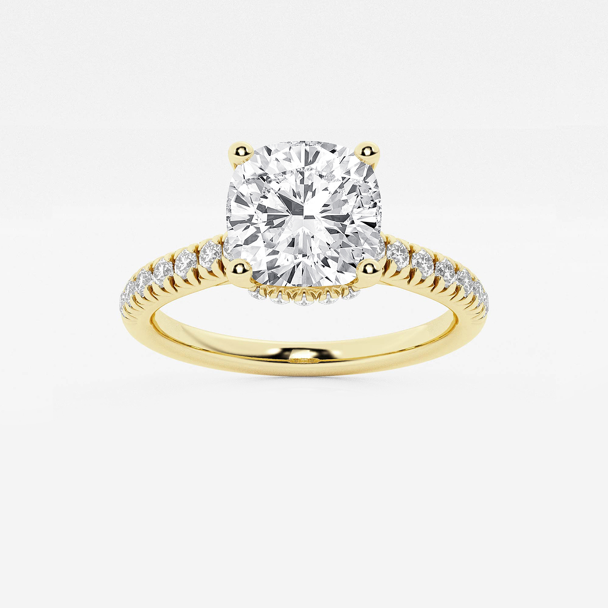 2 1/2 ctw Cushion Lab Grown Diamond Hidden Halo Engagement Ring
