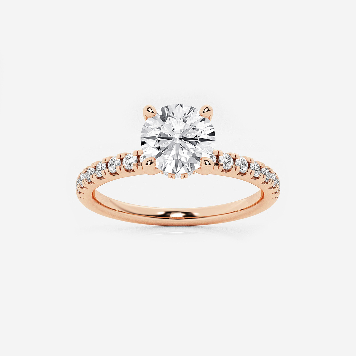 1 1/3 ctw Round Lab Grown Diamond Hidden Halo Engagement Ring