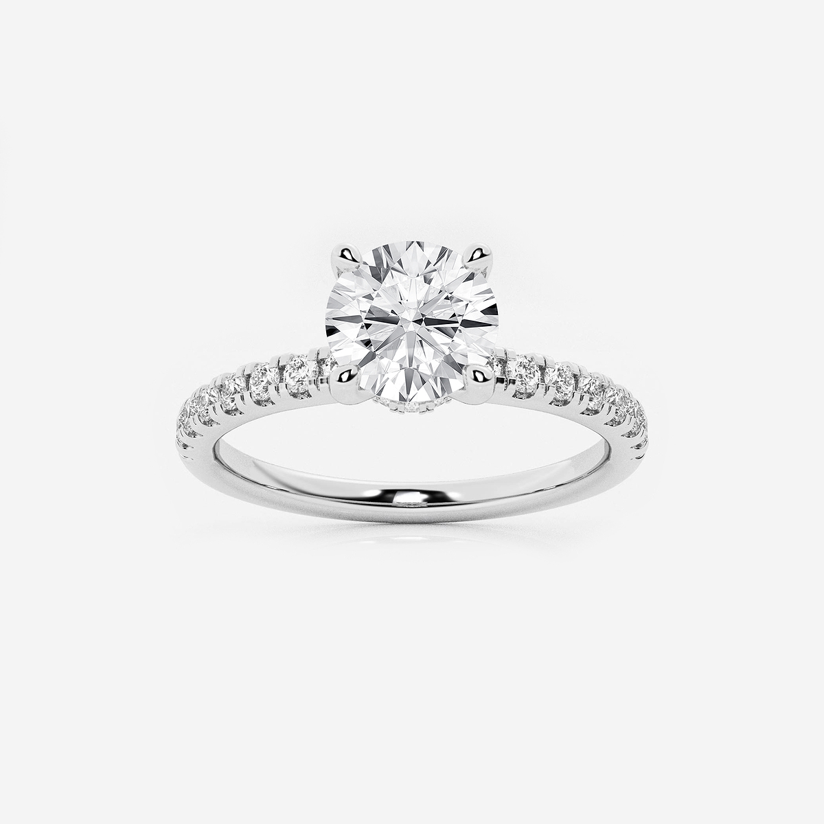 1 1/3 ctw Round Lab Grown Diamond Hidden Halo Engagement Ring