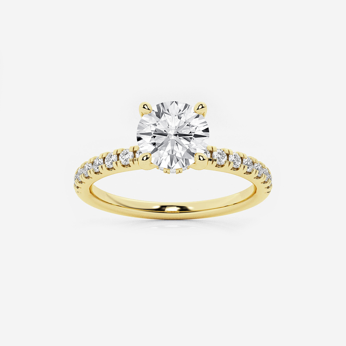 1 1/3 ctw Round Lab Grown Diamond Hidden Halo Engagement Ring
