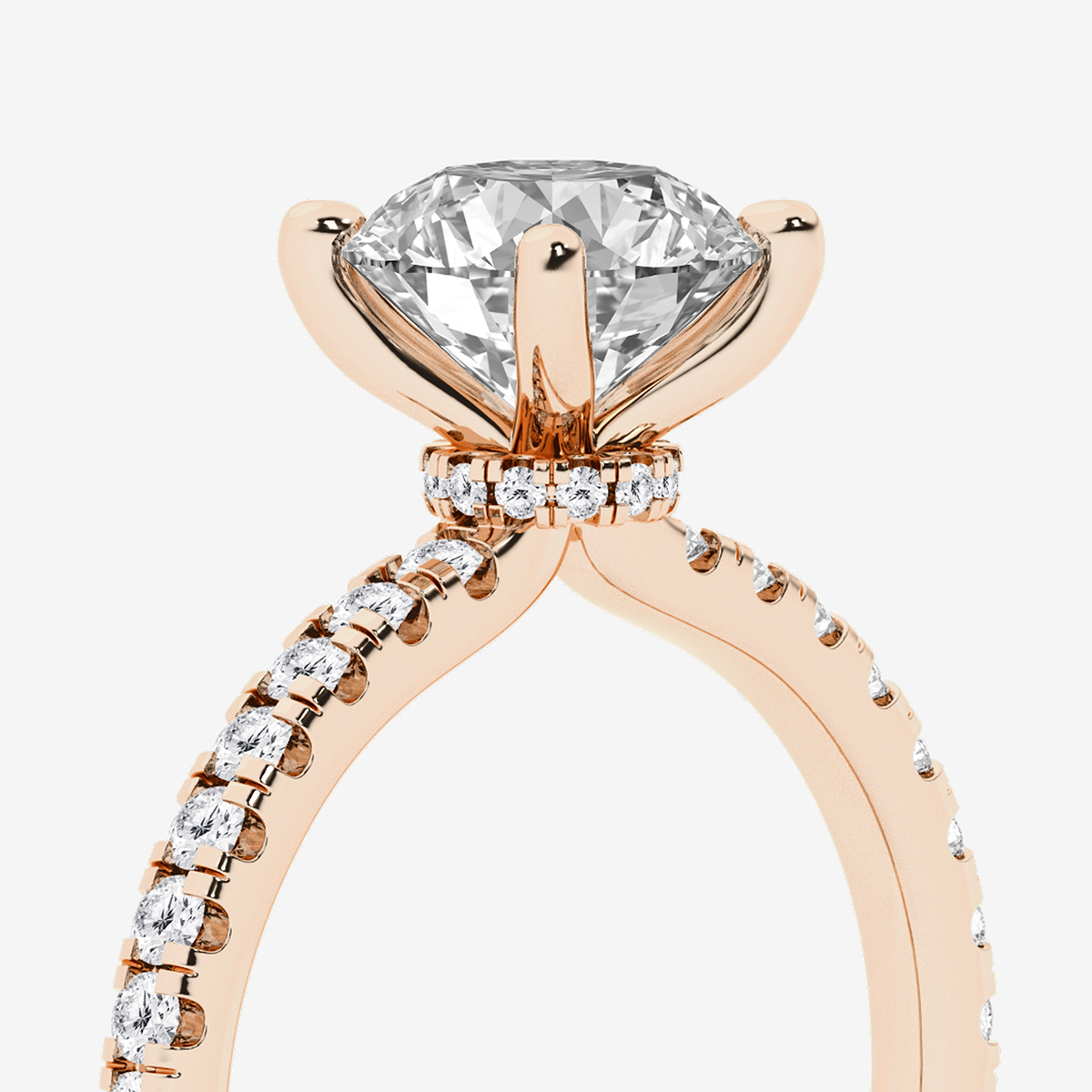 Additional Image 2 for  1 1/3 ctw Round Lab Grown Diamond Hidden Halo Engagement Ring