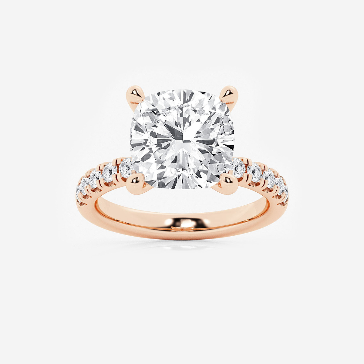 6 1/2 ctw Cushion Lab Grown Diamond Hidden Halo Engagement Ring