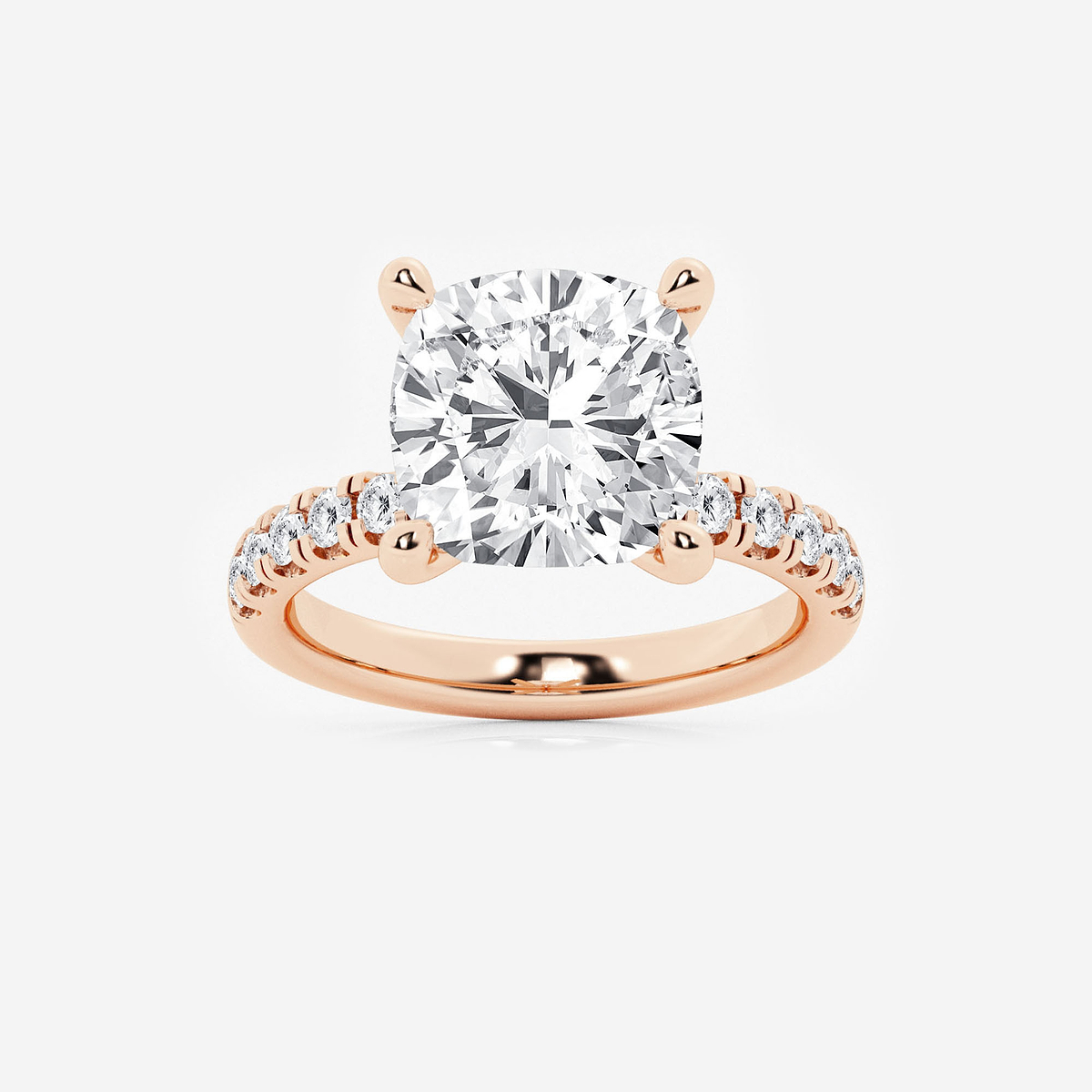 6 1/2 ctw Cushion Lab Grown Diamond Hidden Halo Engagement Ring