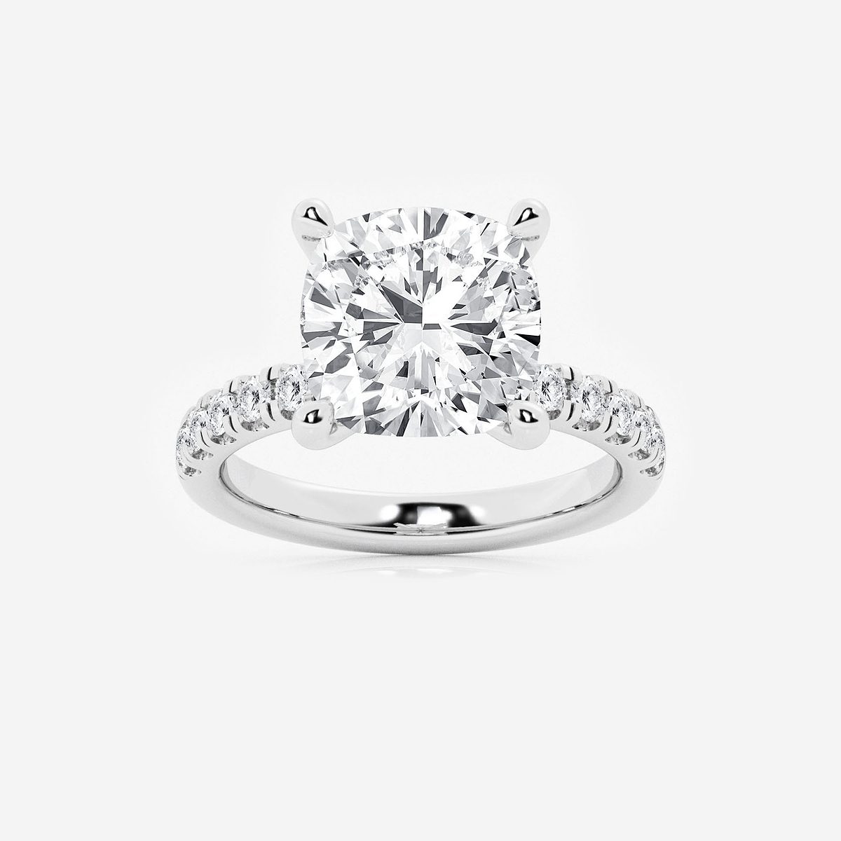 6 1/2 ctw Cushion Lab Grown Diamond Hidden Halo Engagement Ring