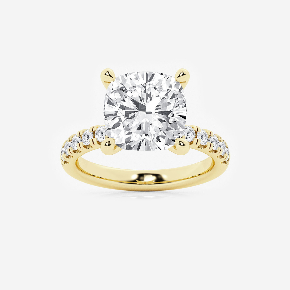 6 1/2 ctw Cushion Lab Grown Diamond Hidden Halo Engagement Ring