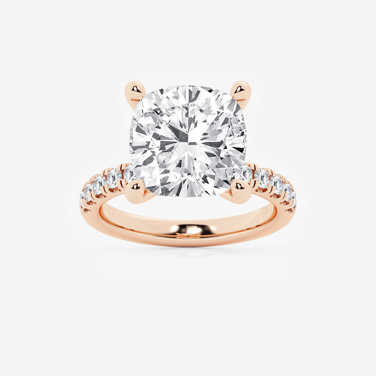8 1/2 ctw Cushion Lab Grown Diamond Hidden Halo Engagement Ring