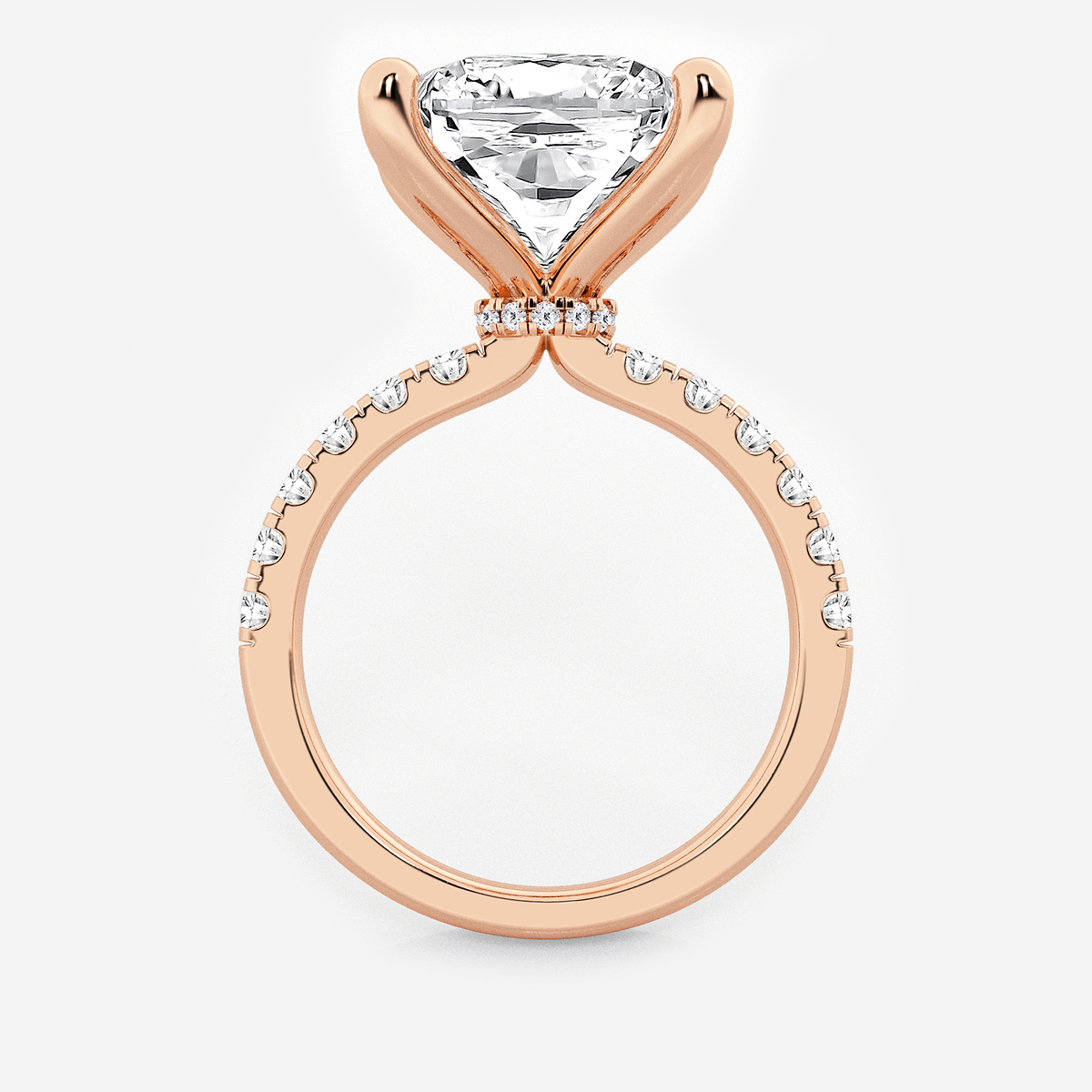 Additional Image 1 for  8 1/2 ctw Cushion Lab Grown Diamond Hidden Halo Engagement Ring